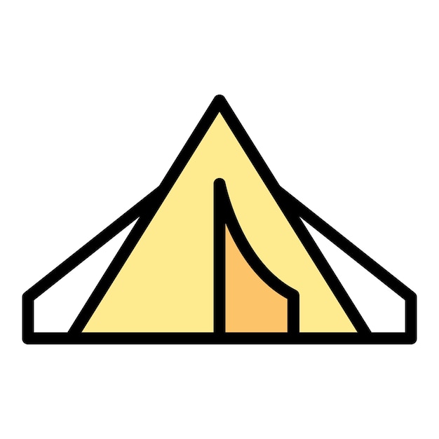 El icono de la tienda del campamento beduino es un vector de contorno del desierto árabe, la caravana del sahara, el color plano.