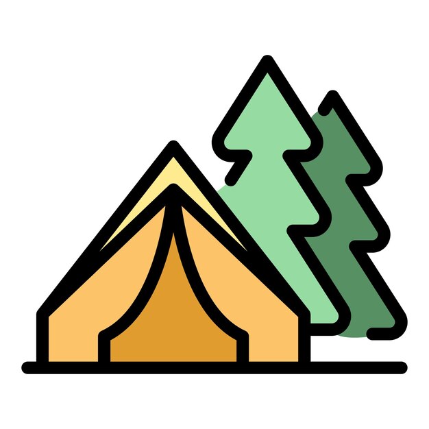 Icono de la tienda de campamento Contorno del icono del vector de la tienda del campamento Color plano aislado