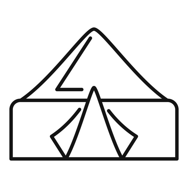 El icono de la tienda de campamento que representa la aventura al aire libre y el refugio