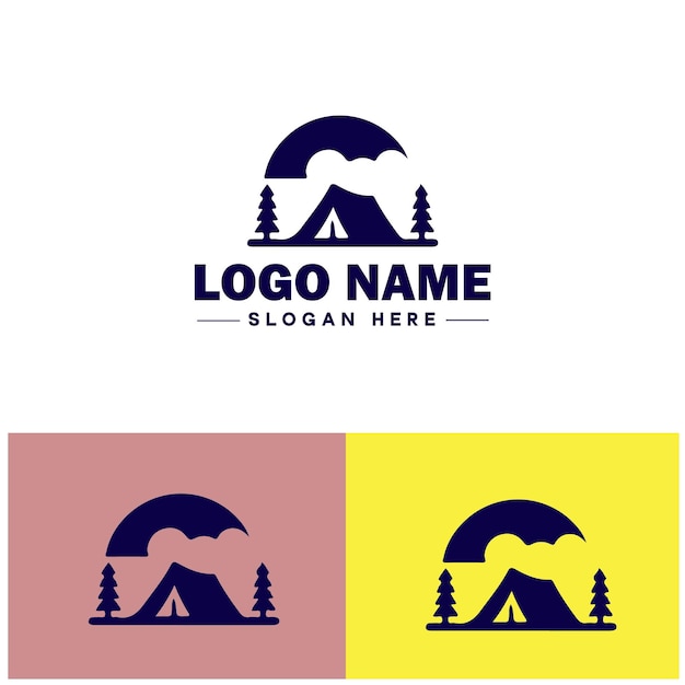 Icono de tienda de campaña refugio dosel toldo plano logotipo signo símbolo vector editable