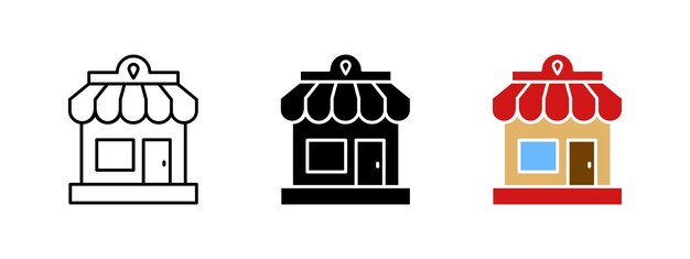 Ícono de la tienda Ilustración vectorial de la tienda Símbolo del mercado de comestibles Lámina de edificio comercial