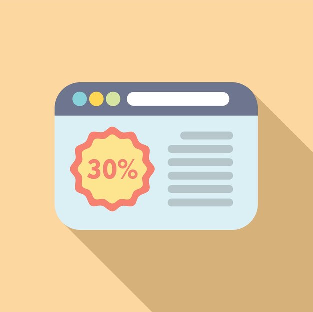 El icono de la tienda en línea es un vector plano. El paquete es un descuento social.