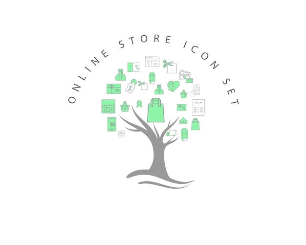 Icono de tienda en línea en fondo blanco Vector Premium