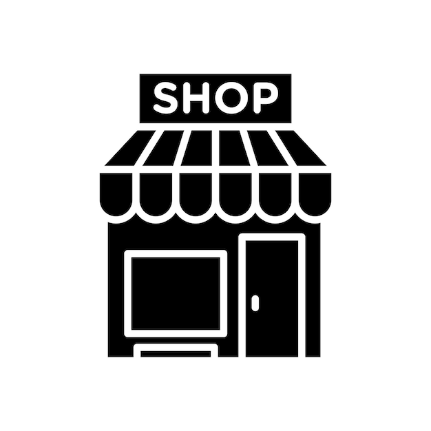 El icono de la tienda local establece el símbolo vectorial de la tienda de pequeñas empresas, la tienda de comestibles o el letrero del mercado.