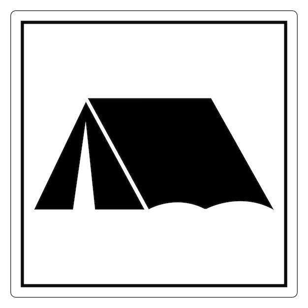 Icono de tienda negra simple para acampar y actividades al aire libre