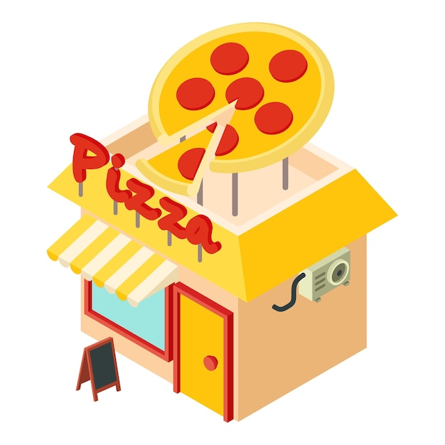 Icono de tienda de pizza Ilustración isométrica del icono de vector de tienda de pizza para web