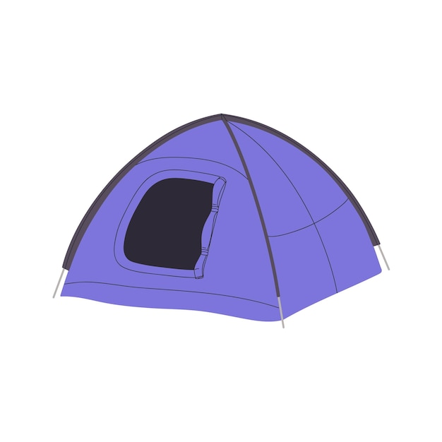 Icono de tienda de senderismo con tela impermeable Refugio de senderismo para viajes en la naturaleza herramienta de viaje para acampar descansar relajarse al aire libre en verano Ilustración vectorial aislada plana sobre fondo blanco