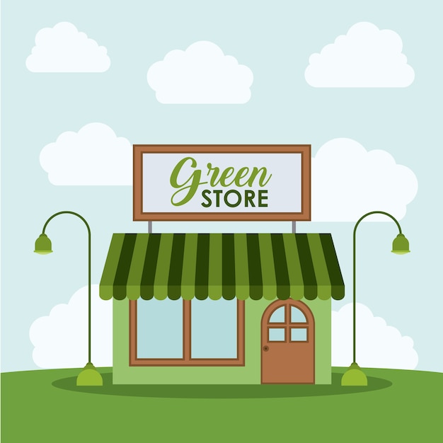 Vector icono de tienda verde