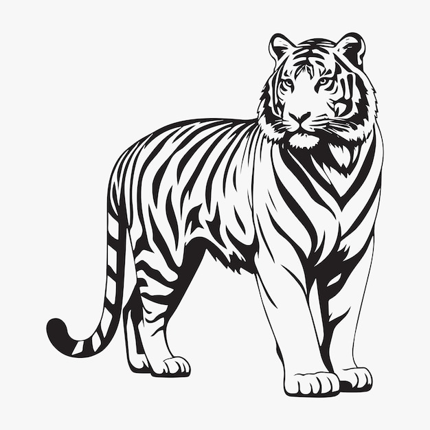 Icono de tigre de pie logotipo de animal