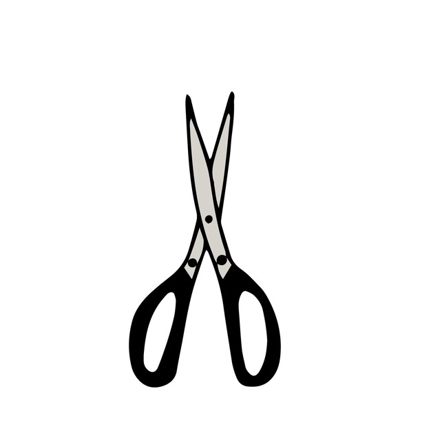 Icono de tijera Par de tijeras profesionales dibujadas a mano cortando cabello o costura