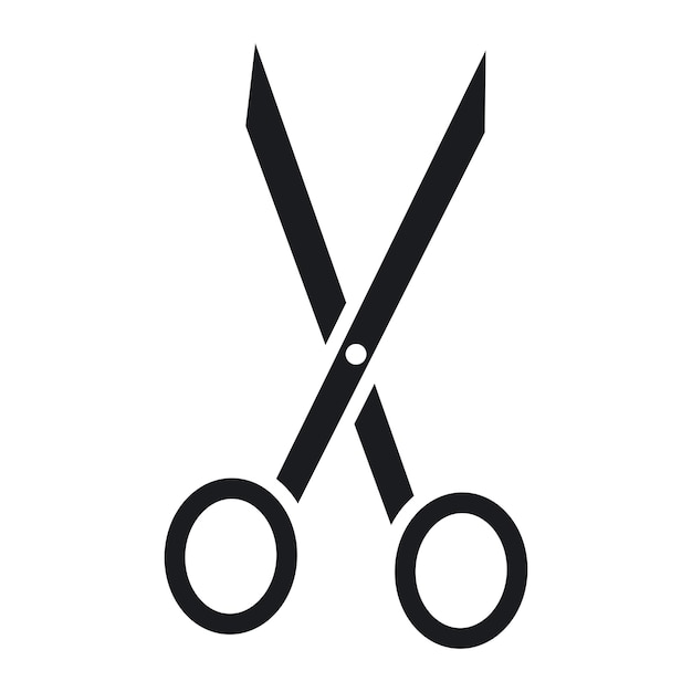 El icono de las tijeras establece el símbolo del vector de recorte, el corte de pelo del barbero, el signo de la tijera en estilo negro lleno y delineado.