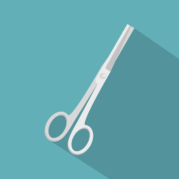 Icono de tijeras inoxidables. Ilustración plana del icono de vector de tijeras de acero inoxidable para web aislado sobre fondo azul bebé