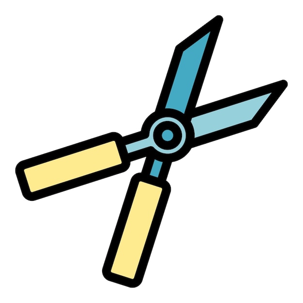 Icono de tijeras de podar de granja Contorno tijeras de podar de granja vector icono color plano aislado