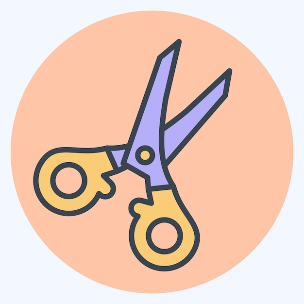 Icono tijeras relacionadas con el símbolo de costura estilo de color mate ilustración de diseño simple