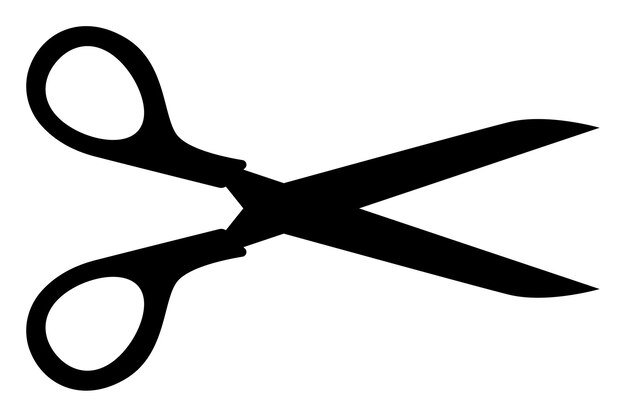 Icono de las tijeras Soluta silueta de tijeras abiertas Icono del logotipo de las tijera Logotipo del vector de acciones