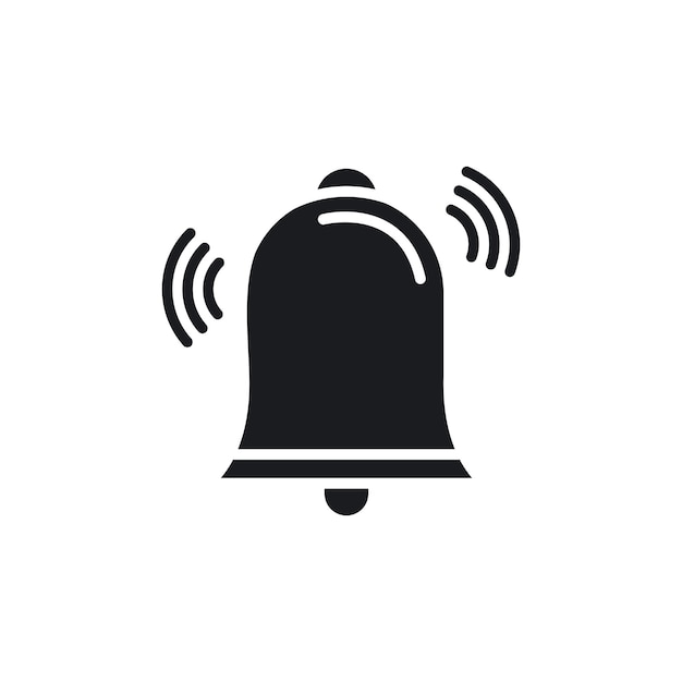 El icono del timbre establece la notificación de alarma, el símbolo vectorial del timbre, el pictograma del timbre de la puerta, el aviso telefónico, el signo de notificación en negro, el estilo rellenado y delineado.