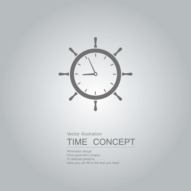 Icono de timón de reloj. Aislado sobre fondo gris.