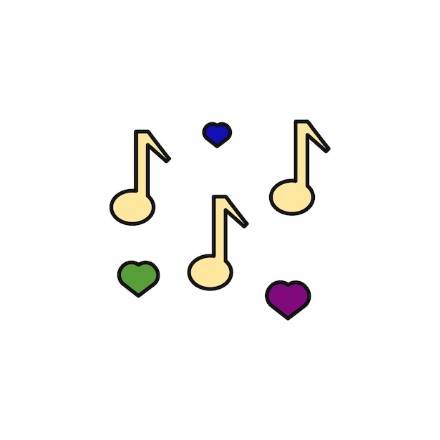 Vector icono de tipo vectorial de notas musicales