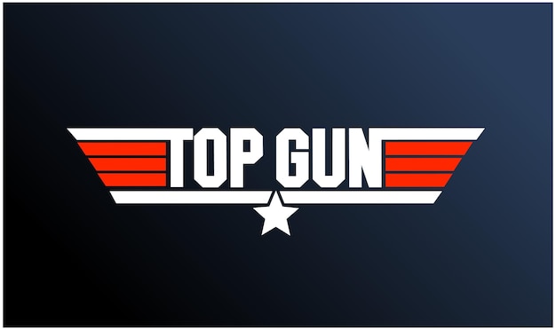 Vector icono de tipografía top gun con dos colores