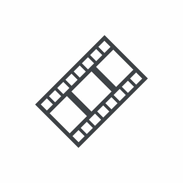 Un ícono de tira de película en blanco y negro