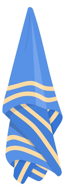 Vector icono de toalla de baño colgando de tela azul de dibujos animados