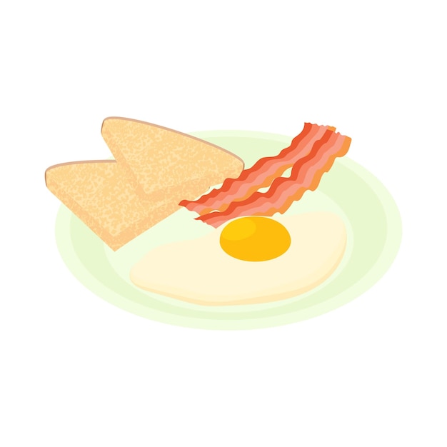 Vector icono de tocino y huevos en estilo de dibujos animados aislado en fondo blanco símbolo de alimentos