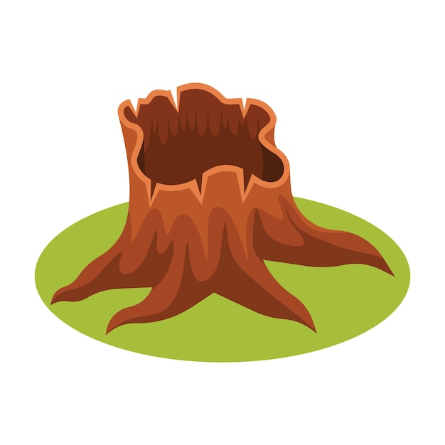 Icono de tocón de árbol en estilo de dibujos animados aislado sobre fondo blanco Bosque símbolo stock vector illustrati