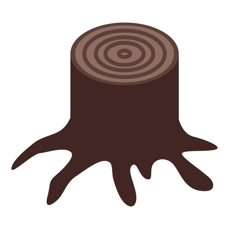 Vector icono de tocón de árbol isométrico del icono de vector de tocón de árbol para diseño web aislado sobre fondo blanco