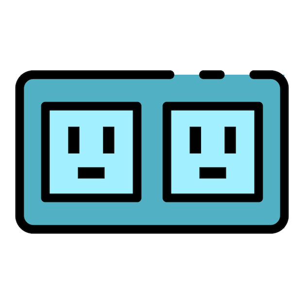 Icono de toma de corriente Contorno de toma de corriente vector icono color plano aislado