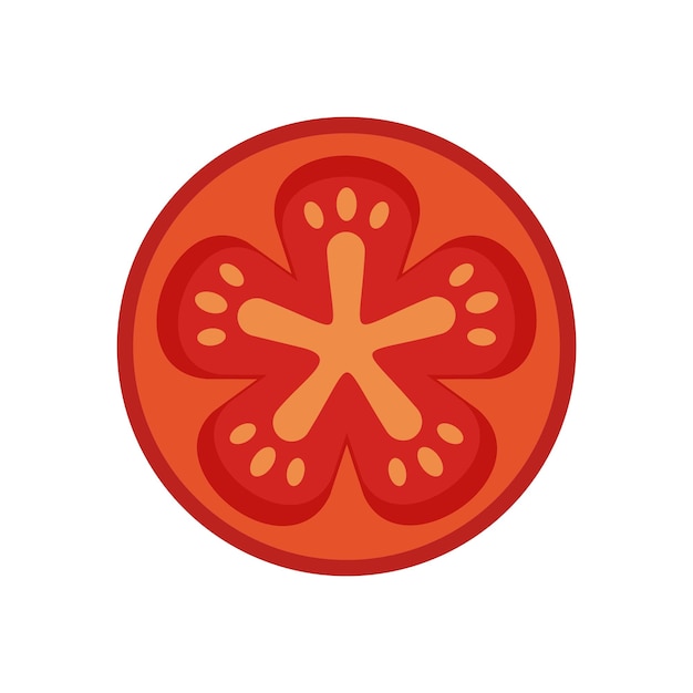Icono de tomate cortado Ilustración plana del icono de vector de tomate cortado aislado sobre fondo blanco