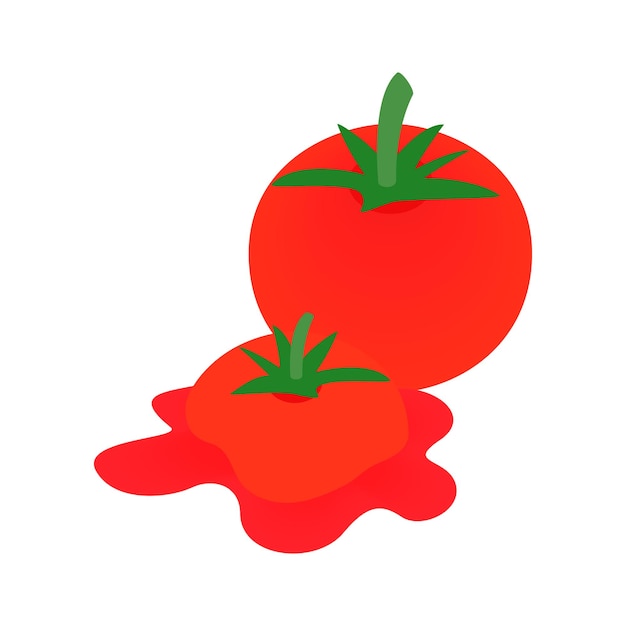 Icono de tomate en estilo isométrico 3d sobre un fondo blanco