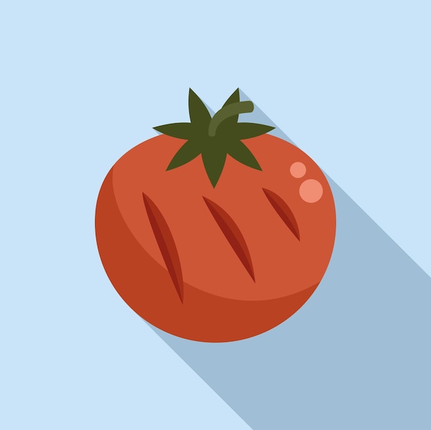 Icono de tomate a la parrilla vector plano comida barbacoa cocinar picnic