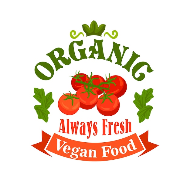 Vector icono de tomates de comida vegana orgánica