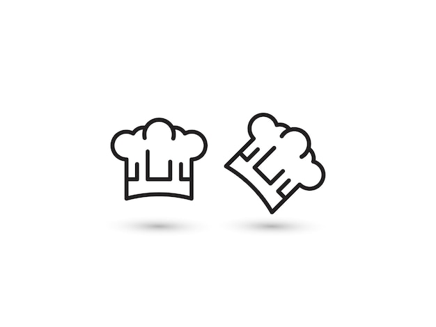 Icono de toque estilo de arte de línea negra y blanca Icono de sombrero de chef vector