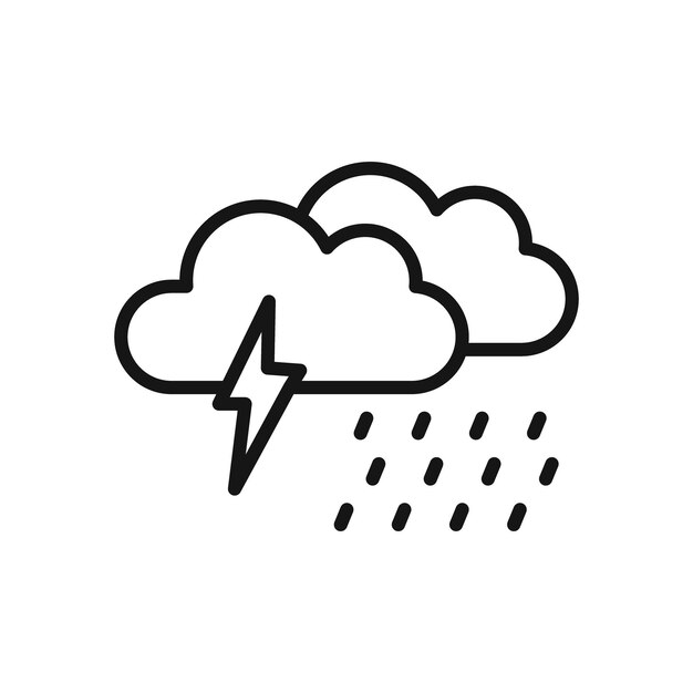Icono de tormenta Logo de vector de arte de línea negra