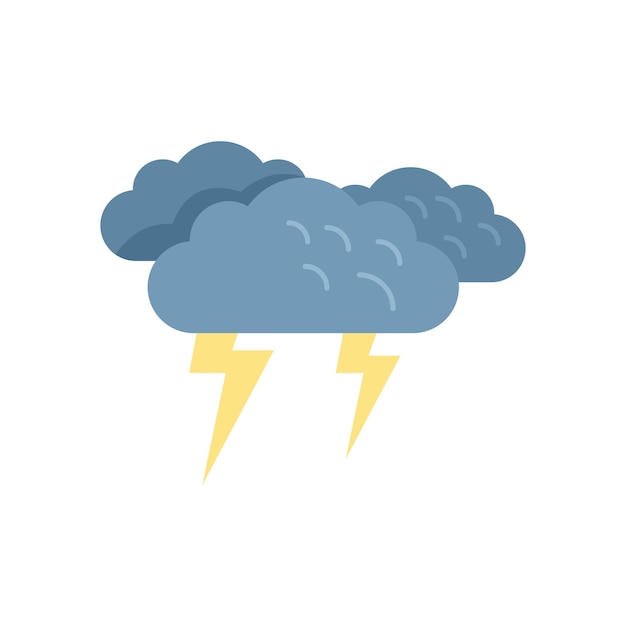 Icono de tormenta vectorial plano Nube lluvia Previsión de tormenta aislada