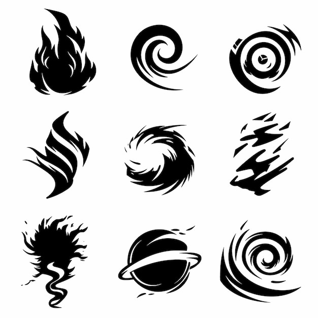 Icono de tornado en blanco y negro para la interfaz de juego