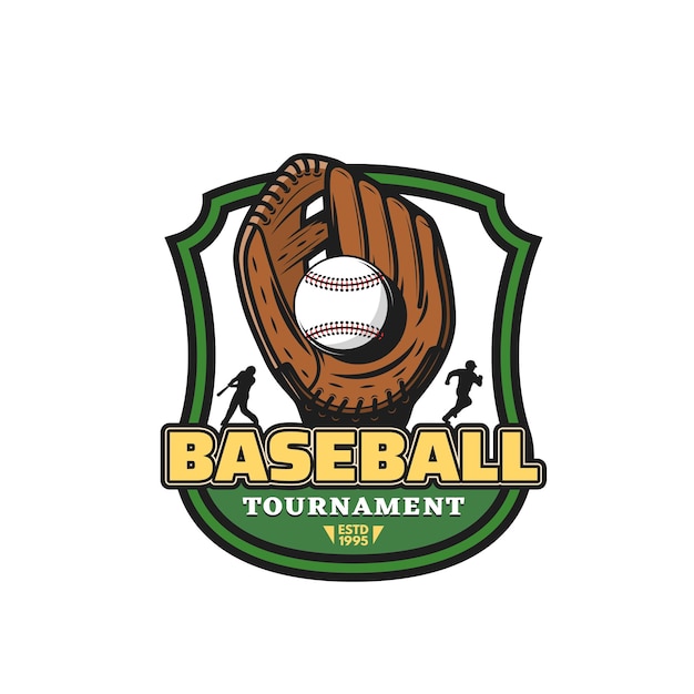 Vector icono de torneo de equipo de béisbol con pelota en guante