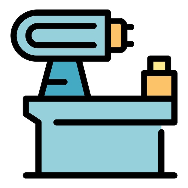 Icono de torno automatizado Contorno de icono de vector de torno automatizado color plano aislado