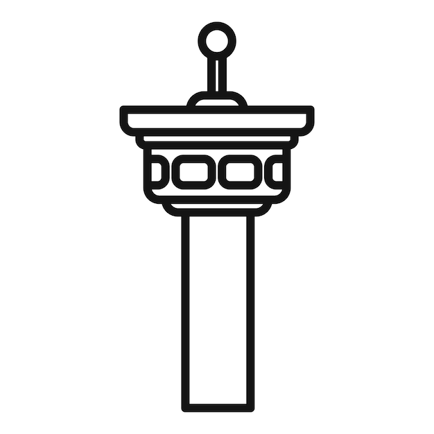 Icono de torre de avión de aeropuerto vector de contorno Apoyo en tierra Aviación de carga