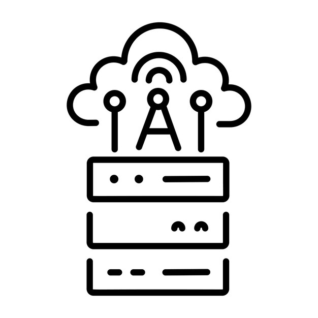 Icono de la torre de datos en estilo lineal