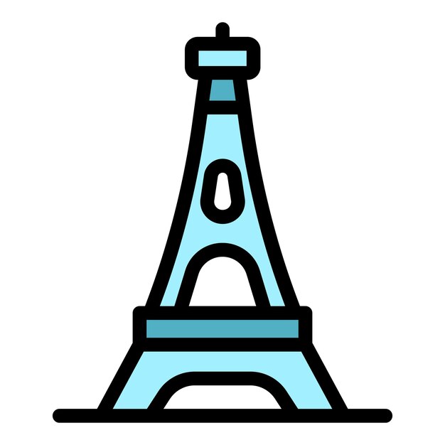 Icono de la torre eiffel contorno del icono vectorial de la torre de eiffel color plano aislado