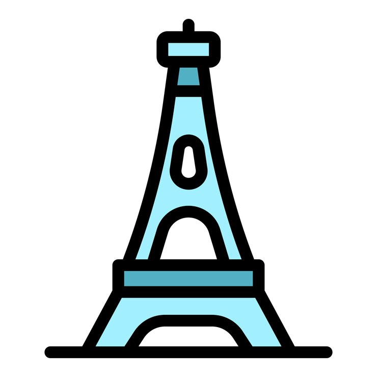 Vector icono de la torre eiffel contorno del icono vectorial de la torre de eiffel color plano aislado