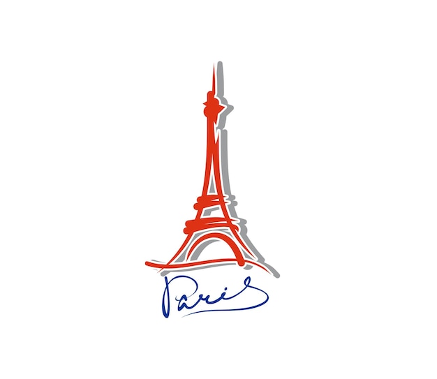 Icono de la torre Eiffel de París Francia punto de referencia de los viajes