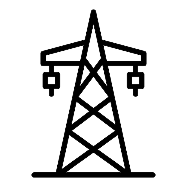 Icono de torre de energía eléctrica Icono de vector de torre de energía eléctrica de esquema para diseño web aislado sobre fondo blanco