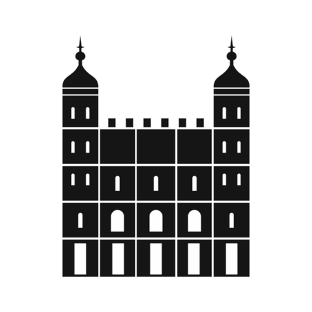 Icono de la Torre de Londres en Inglaterra en estilo simple sobre un fondo blanco