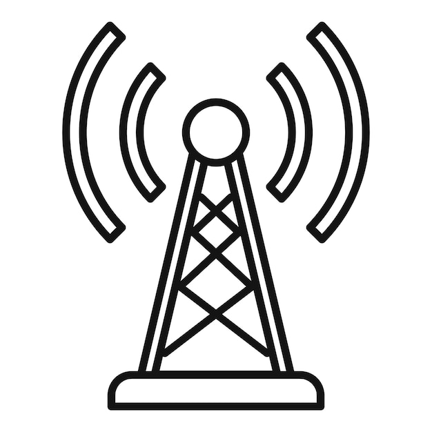 Icono de torre de radio Icono de vector de torre de radio de esquema para diseño web aislado sobre fondo blanco