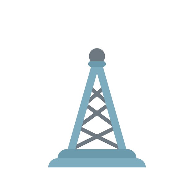 Icono de torre de radio de TV Ilustración plana del icono de vector de torre de radio de TV aislado sobre fondo blanco