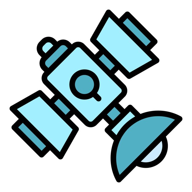 Icono de la torre de satélite Contorno del icono vectorial de la Torre de satélite Color plano aislado
