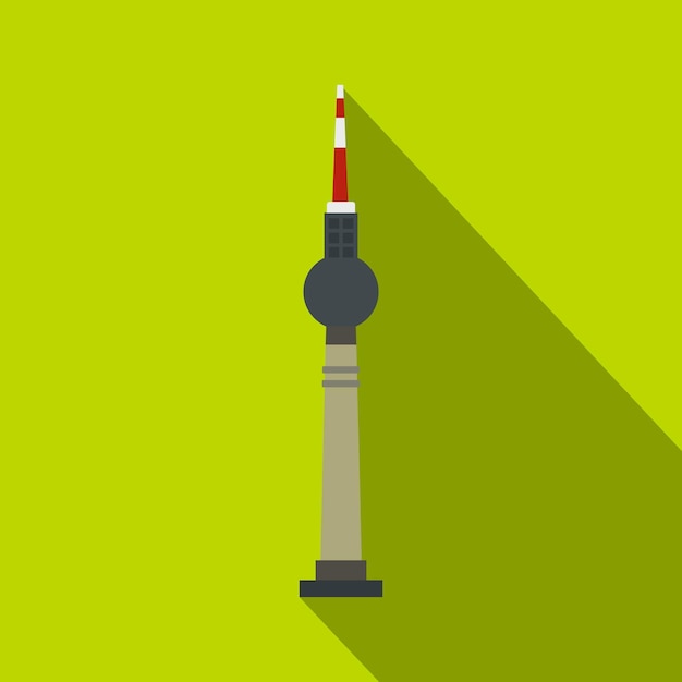 Icono de la torre de televisión de berlín ilustración plana de la torre de televisión en berlín icono vectorial para la web aislado en fondo de cal